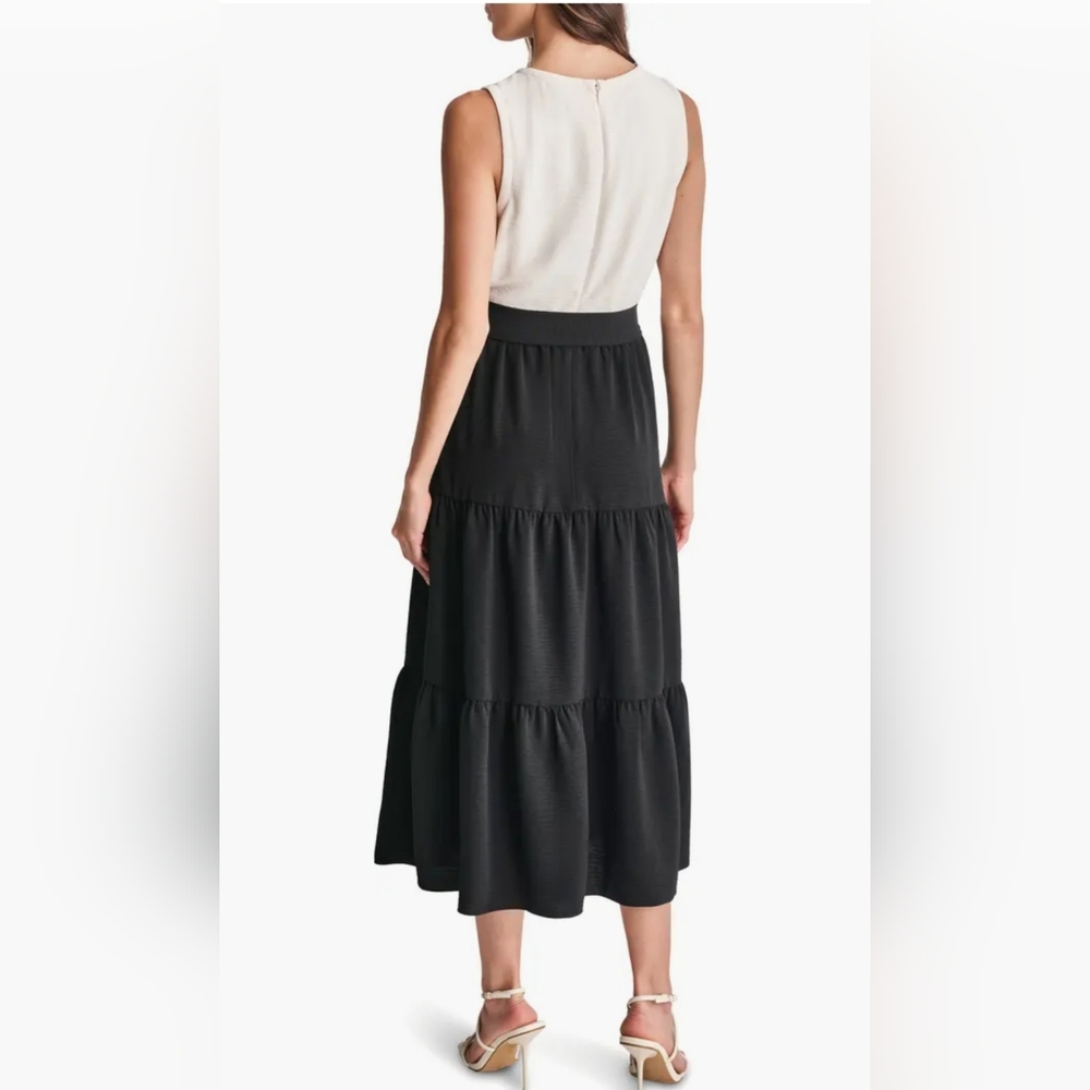 DKNY Colorblock Tiered Midi Dress, Size S - Picture 3 of 4